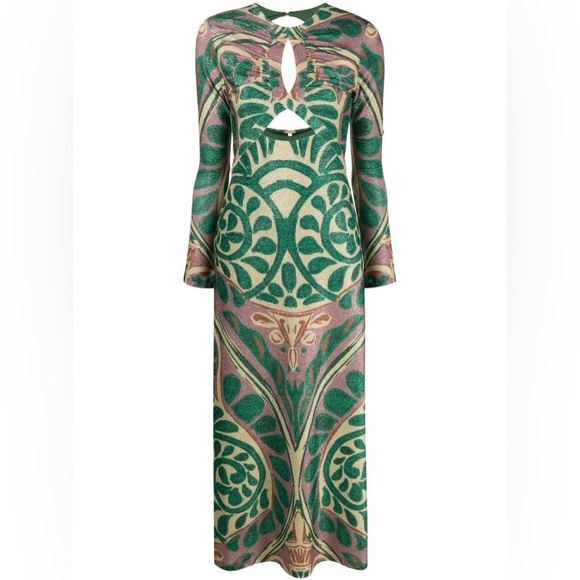 NWT! Johanna Ortiz Dreams Of Amphora Metallic Midi Dress Size 0 (fits 0-…